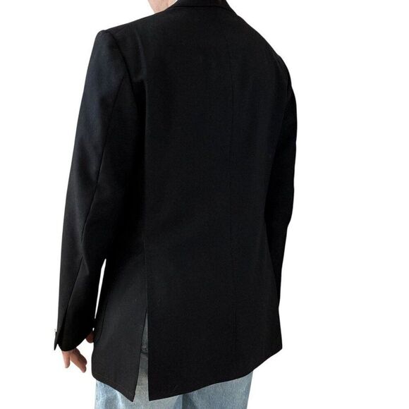Vintage Seeger Black Wool Double Breasted Sport Coat Blazer Sz 40 - Picture 10 of 11